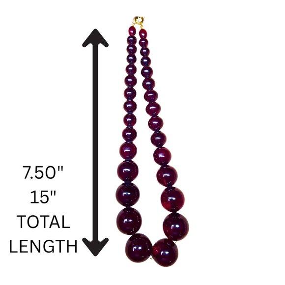 Vintage Cherry Bakelite Graduate Bead Necklace 1/20-12K Chain 15" - Picture 6 of 9